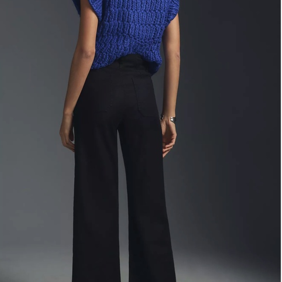 Colette Cropped Wide-Leg Pants by Maeve: Linen Edition (Black) - Picture 3 of 5